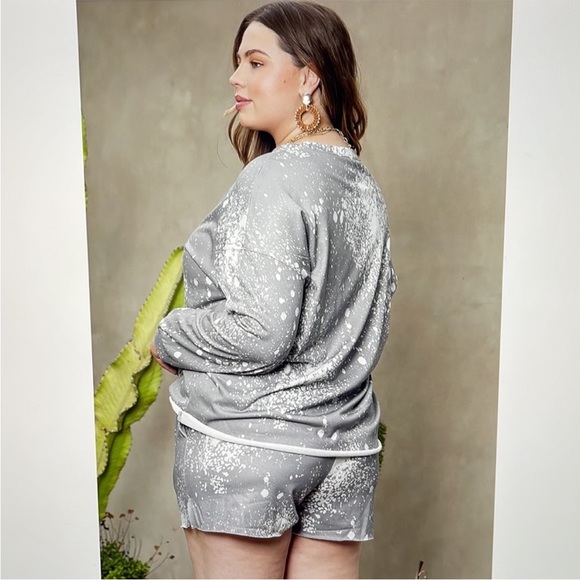 Gray Splatter Print Lounge Pajama Set Knit Size 3X - Picture 2 of 5